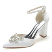 Rhinestone satynowe buty ślubne białe buty ślubne kokarda buty ślubne